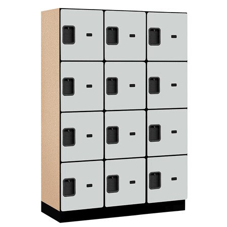 Salsbury Industries 4 Tier Designer Locker, 54"Wx76"Hx18"D, 12 Door, Gray 18-24368GRY